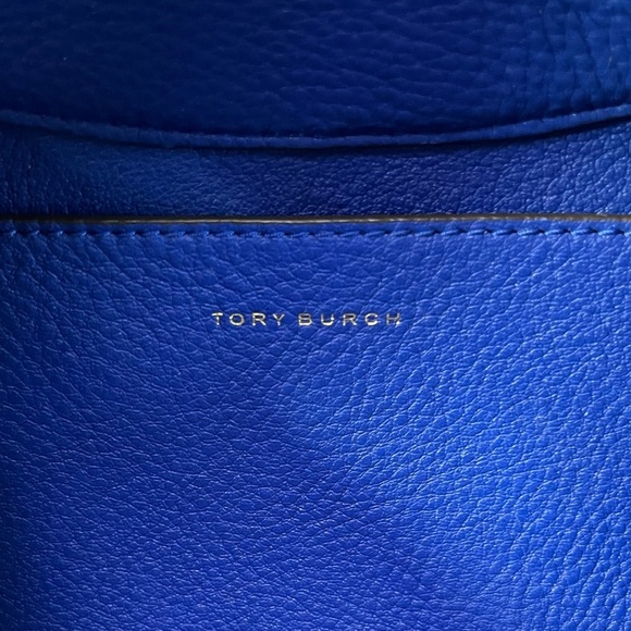 Tory Burch Perry Pebbled Leather Satchel Blue Green Gold Hardware - Picture 14 of 15